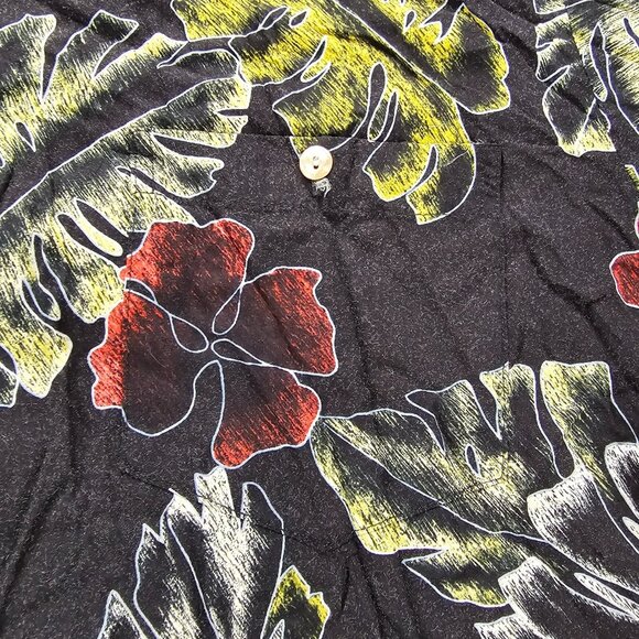 Tori Richard Hawaiian Shirt Mens Large Black Floral Summer Beach 100% Viscose - Picture 3 of 8